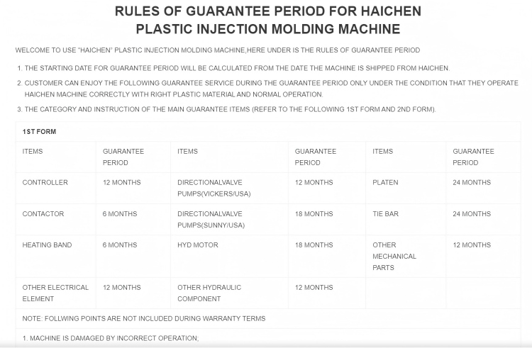 Haichen injection molding machine