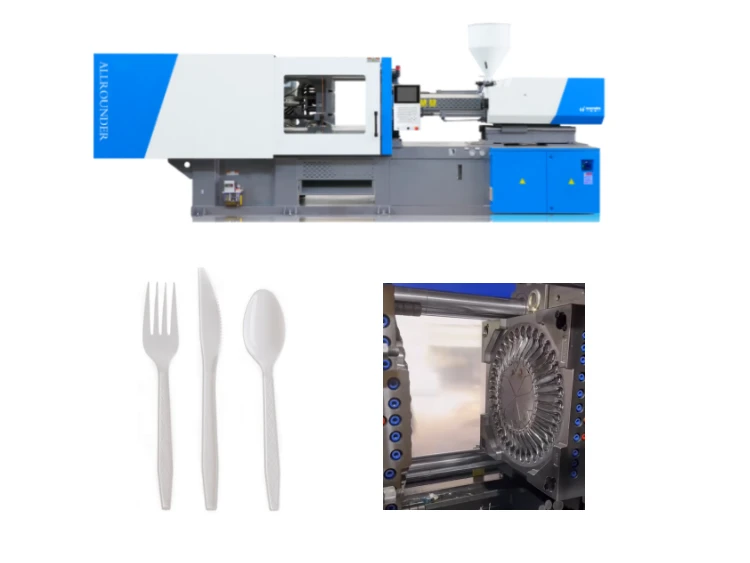 Plastic knives, forks and spoons inejction